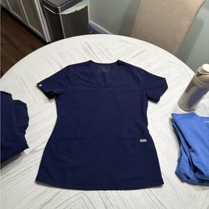Figs Scrubs Blue Fitted Short Sleeve T-Shirt